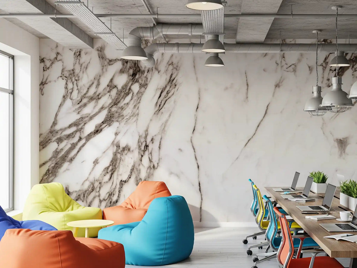 Classic White Marble Veining Wall Mural