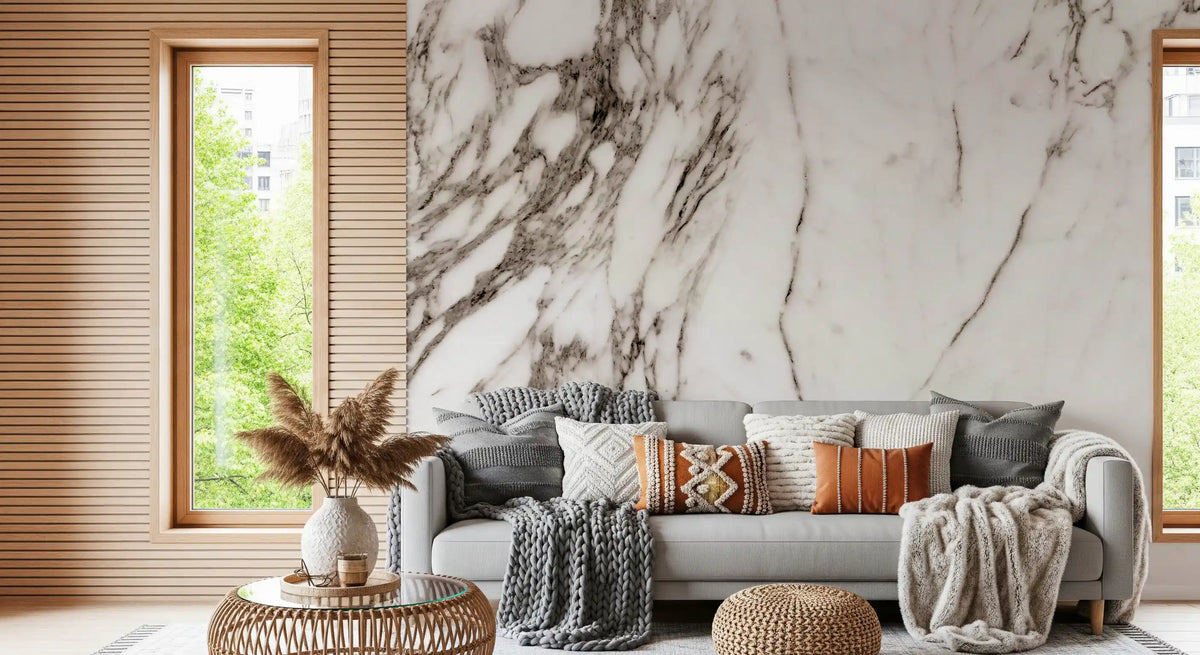 Classic White Marble Veining Wall Mural