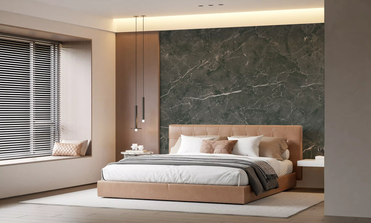 Dark Charcoal Marble Vein Wall Mural