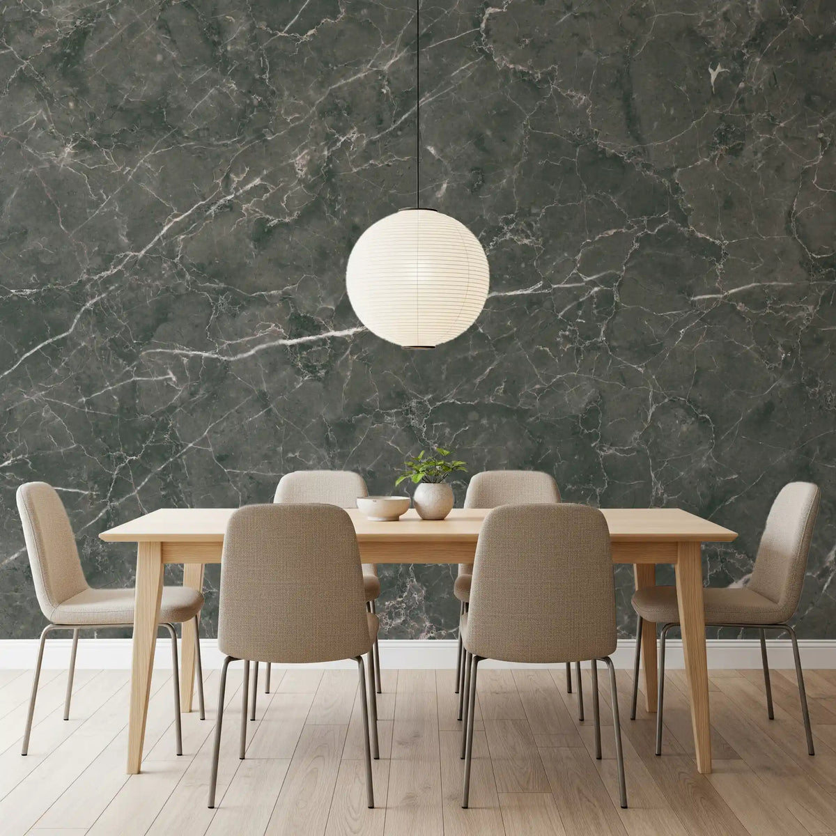 Dark Charcoal Marble Vein Wall Mural