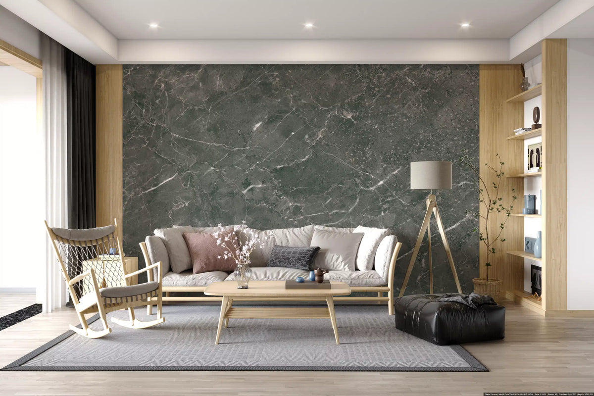 Dark Charcoal Marble Vein Wall Mural