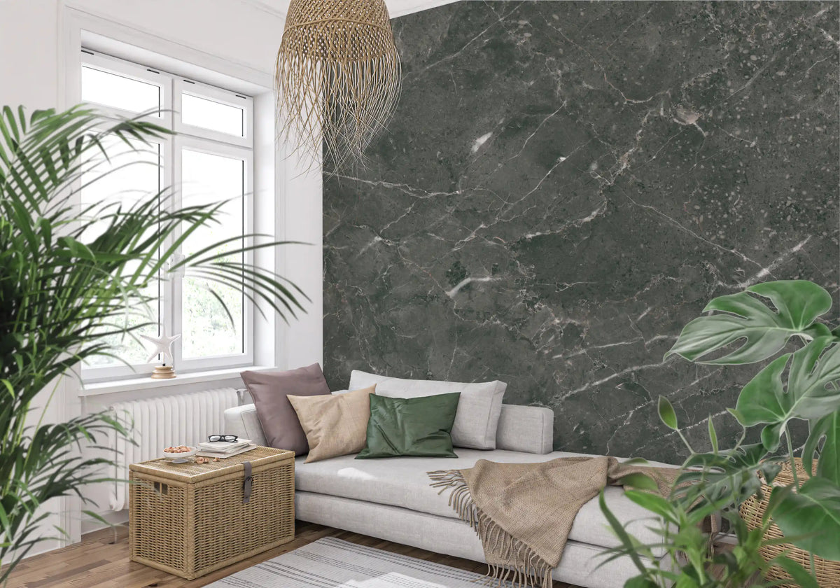 Dark Charcoal Marble Vein Wall Mural