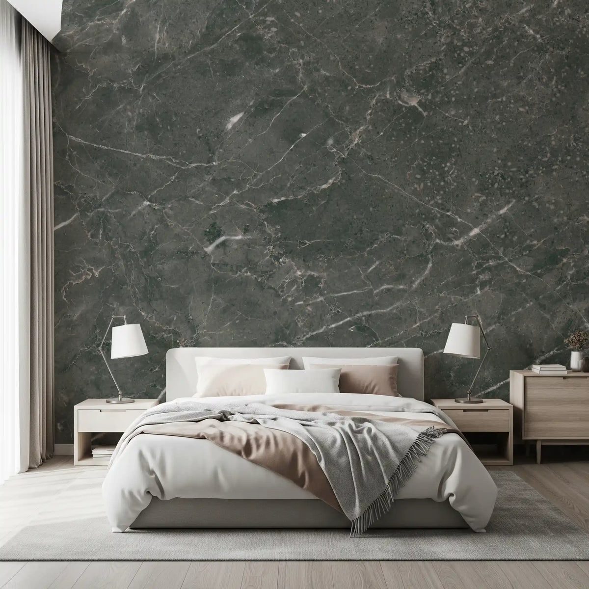 Dark Charcoal Marble Vein Wall Mural
