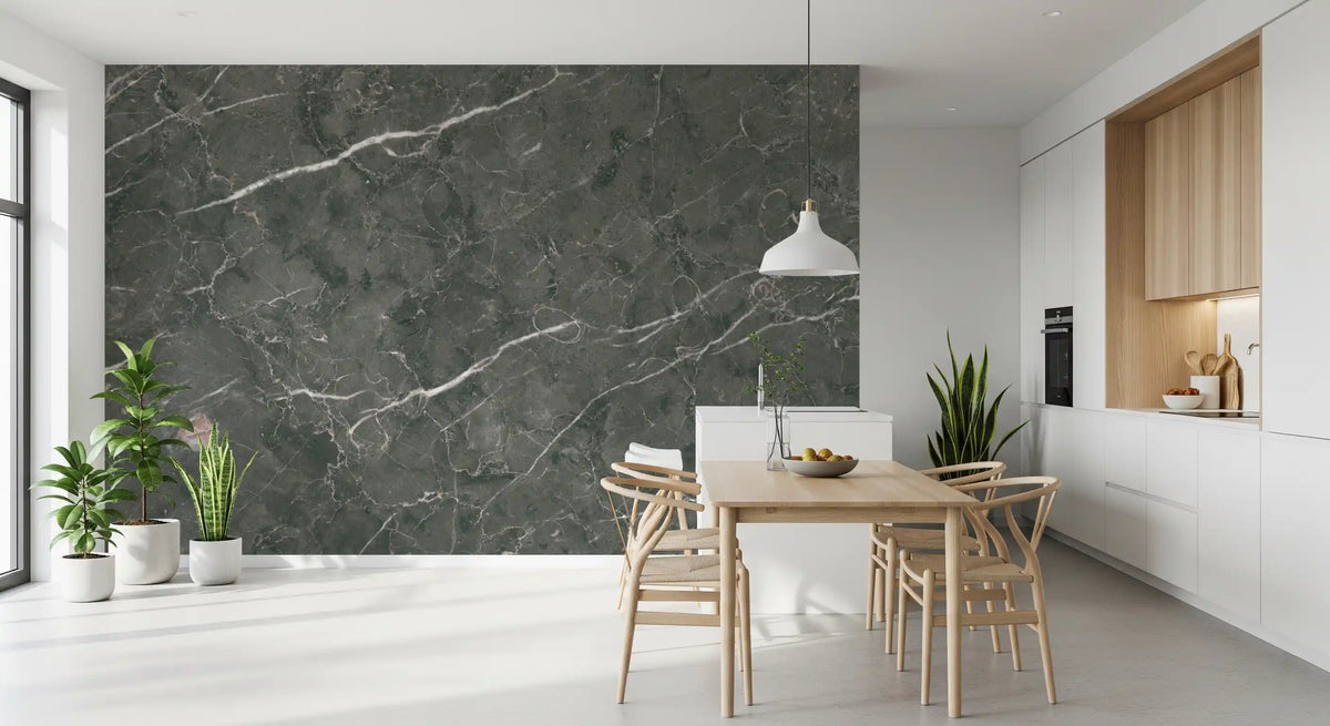 Dark Charcoal Marble Stone Texture Wall Mural