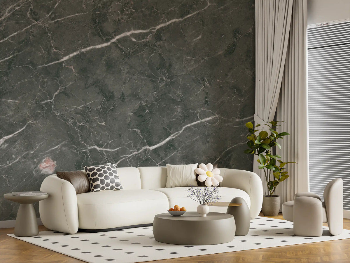 Dark Charcoal Marble Stone Texture Wall Mural