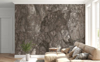 Polished Earthy Brown Stone Texture Wall Mural