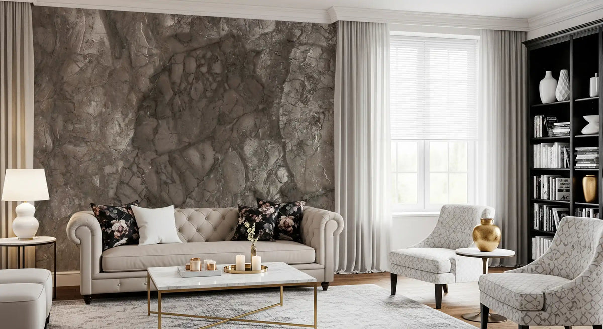Polished Earthy Brown Stone Texture Wall Mural