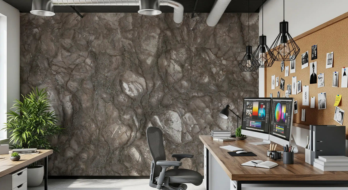 Textured Mocha Stone Slab Wall Mural