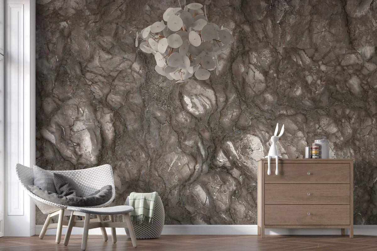 Textured Mocha Stone Slab Wall Mural