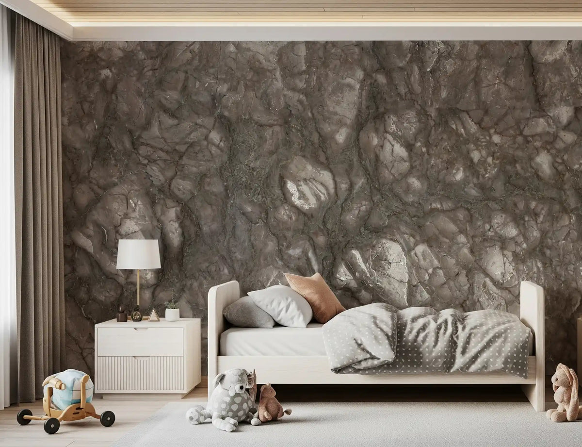 Textured Mocha Stone Slab Wall Mural