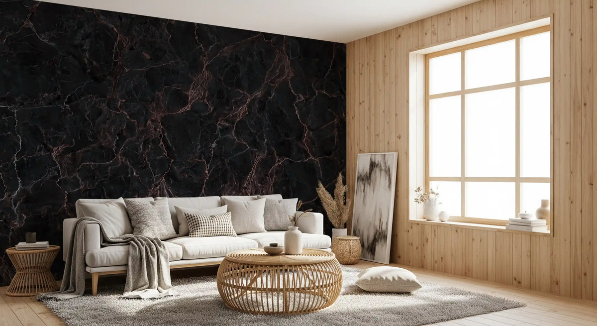 Midnight Copper Vein Marble Wall Mural