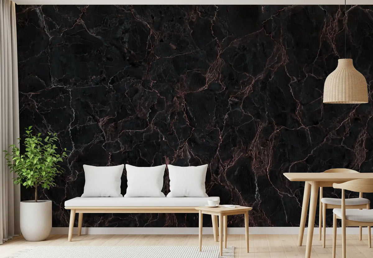Midnight Copper Vein Marble Wall Mural