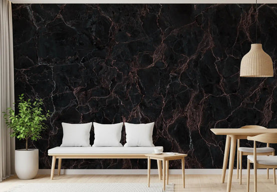 Midnight Copper Vein Marble Wall Mural