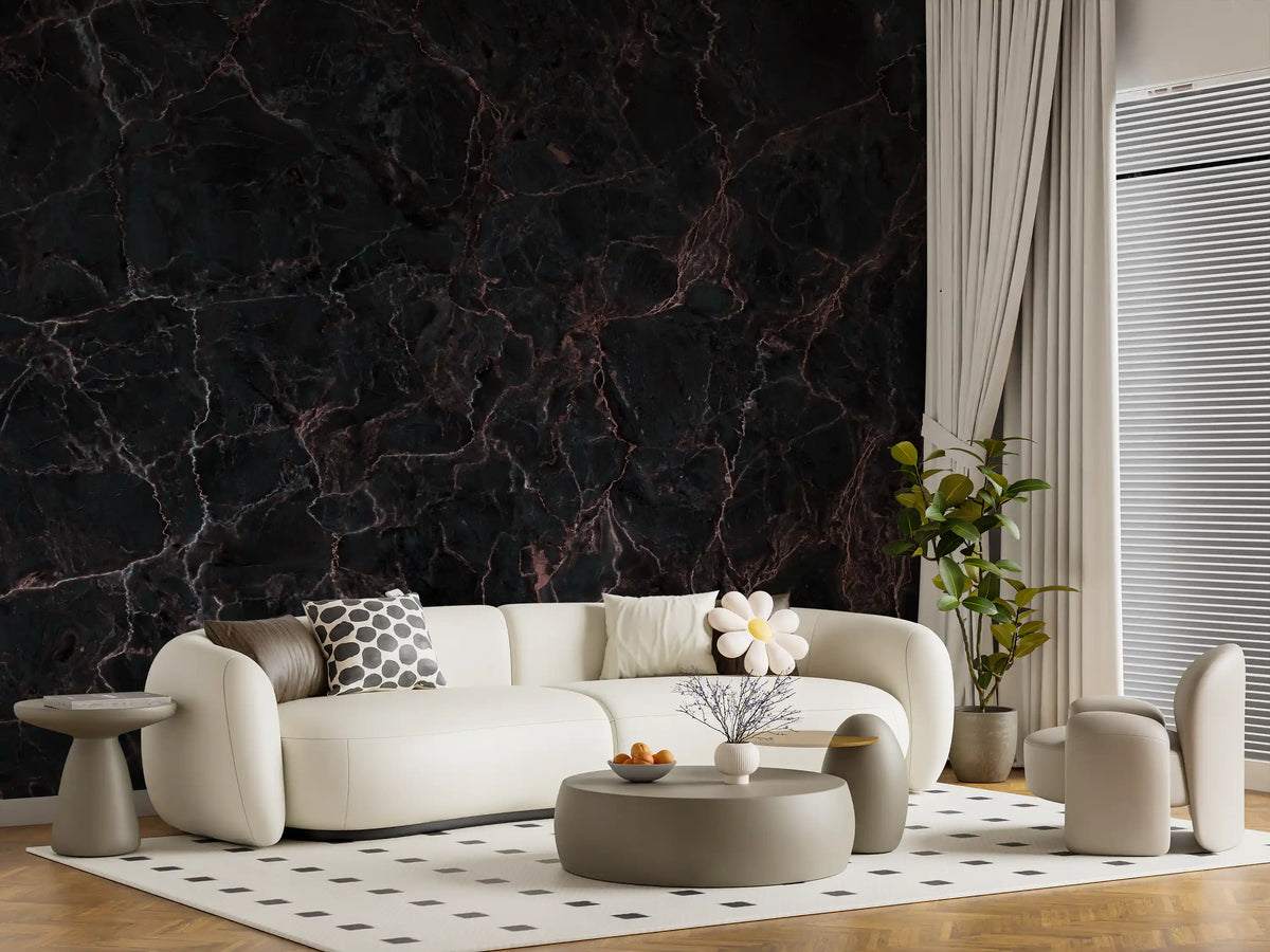 Midnight Copper Vein Marble Wall Mural