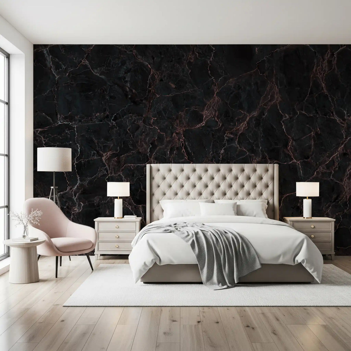 Midnight Copper Vein Marble Wall Mural