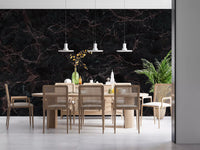 Midnight Obsidian Marble Veins Wall Mural