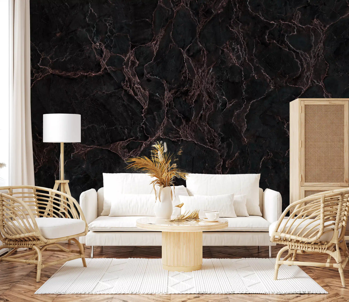 Midnight Copper Vein Marble Wall Mural