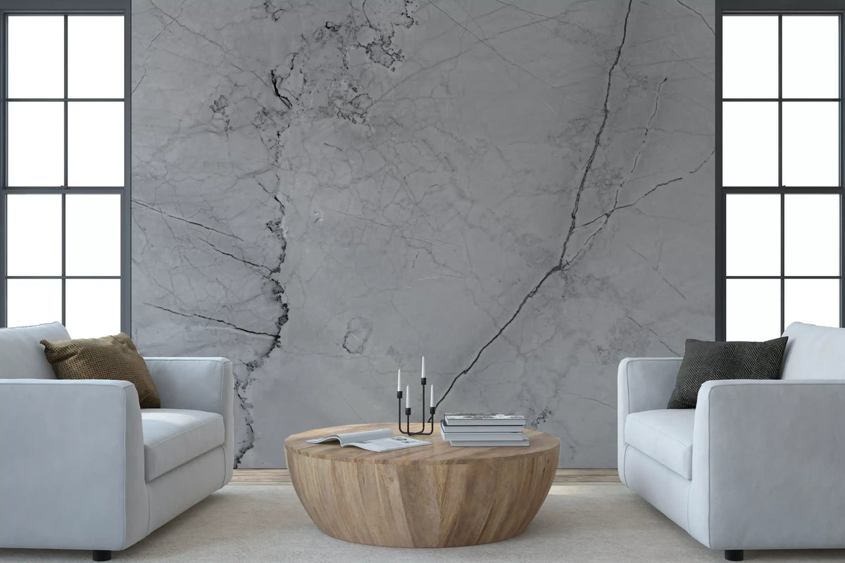 Monochrome Veined Stone Wall Mural