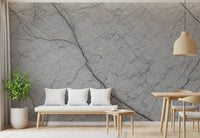 Monochromatic Grey Veined Stone Wall Mural