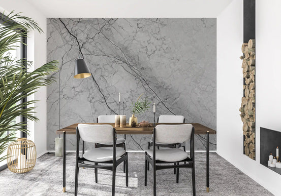Monochromatic Grey Marble Vein Wall Mural