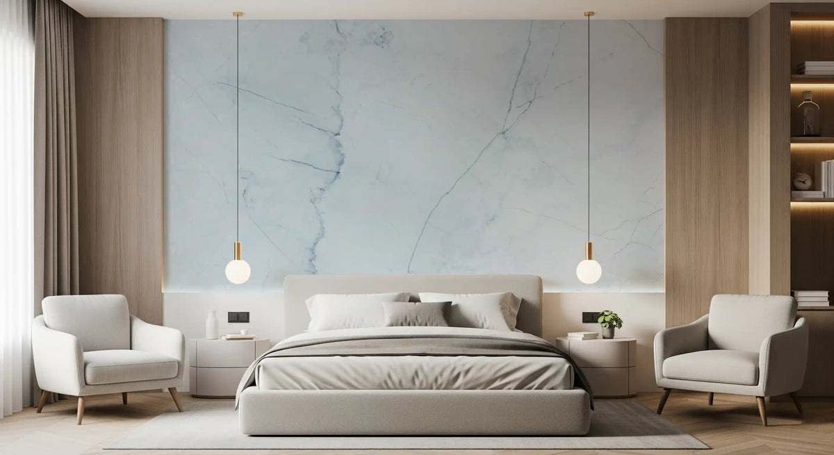 Serene Ice Blue Marble Slab Wall Mural