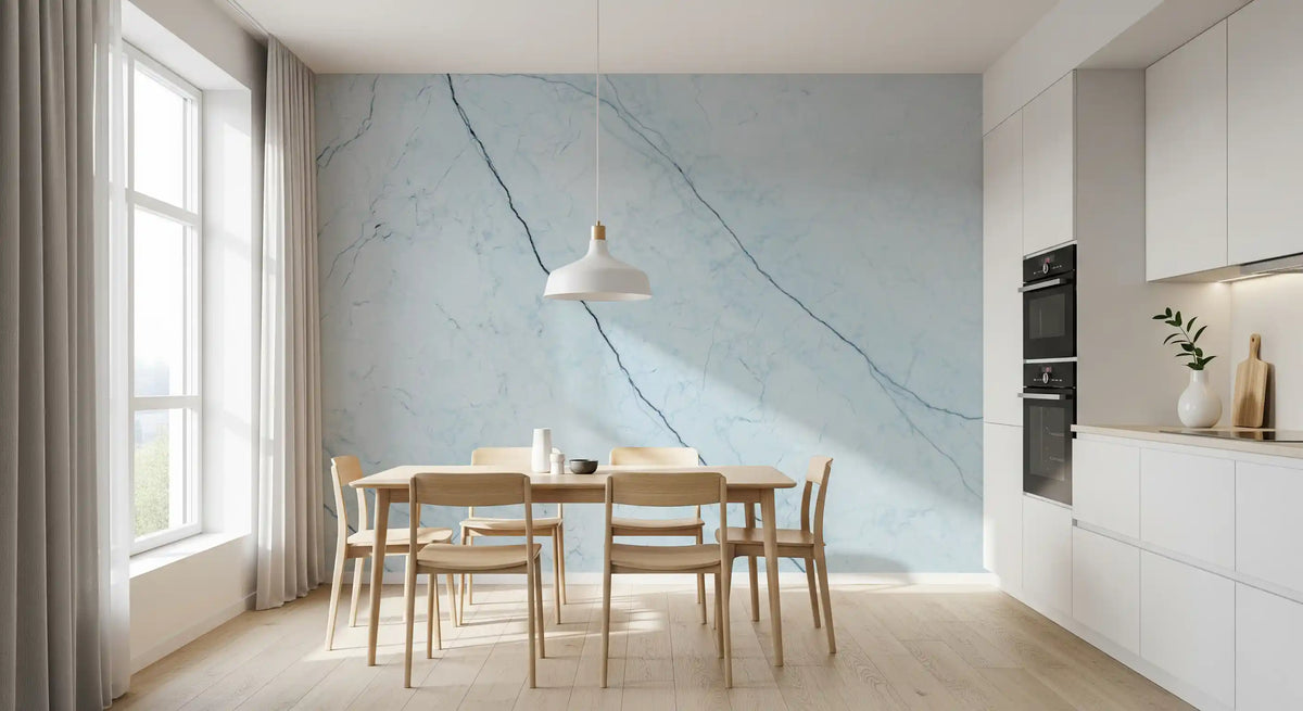 Cool Azure Marble Slab Wall Mural