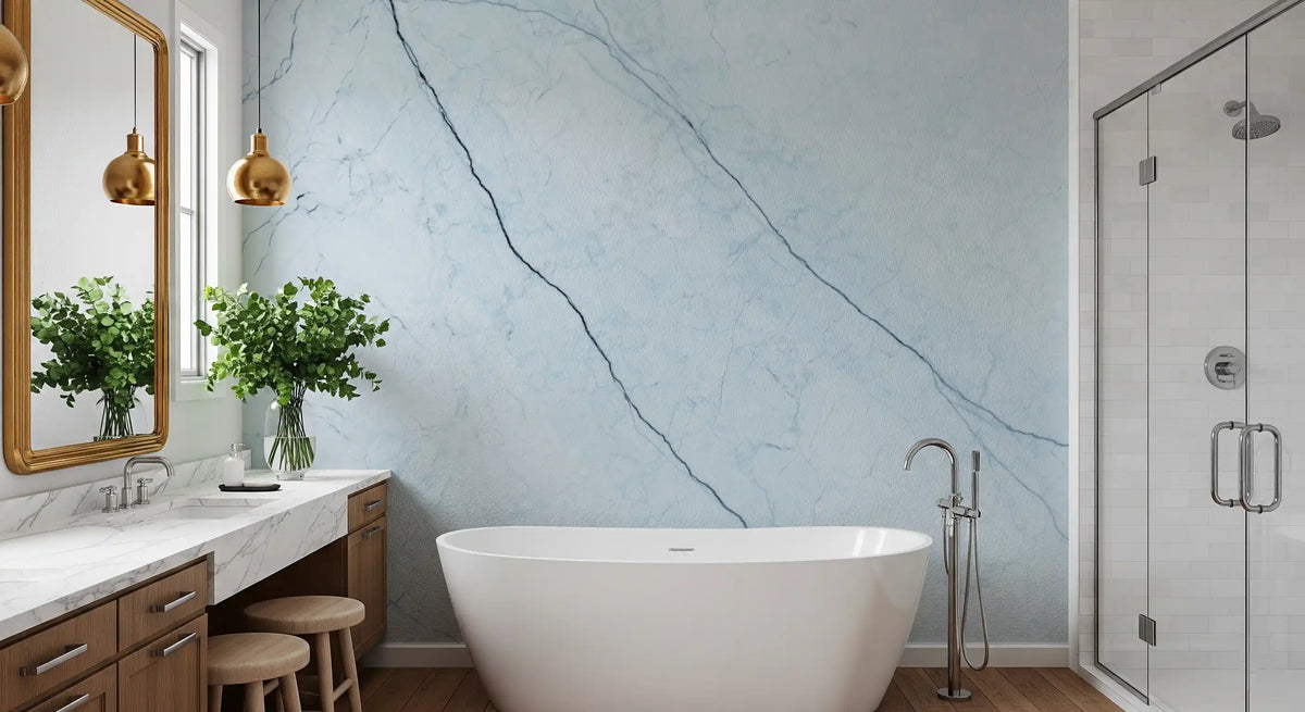 Cool Azure Marble Slab Wall Mural