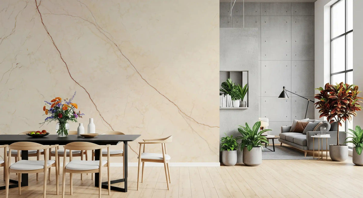 Cream Stone Veined Marble Wall Mural
