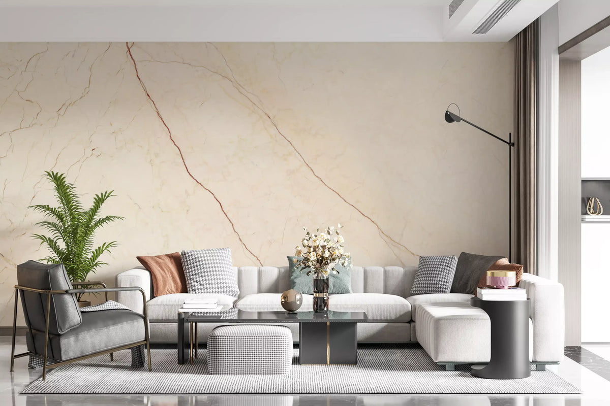 Cream Stone Veined Marble Wall Mural