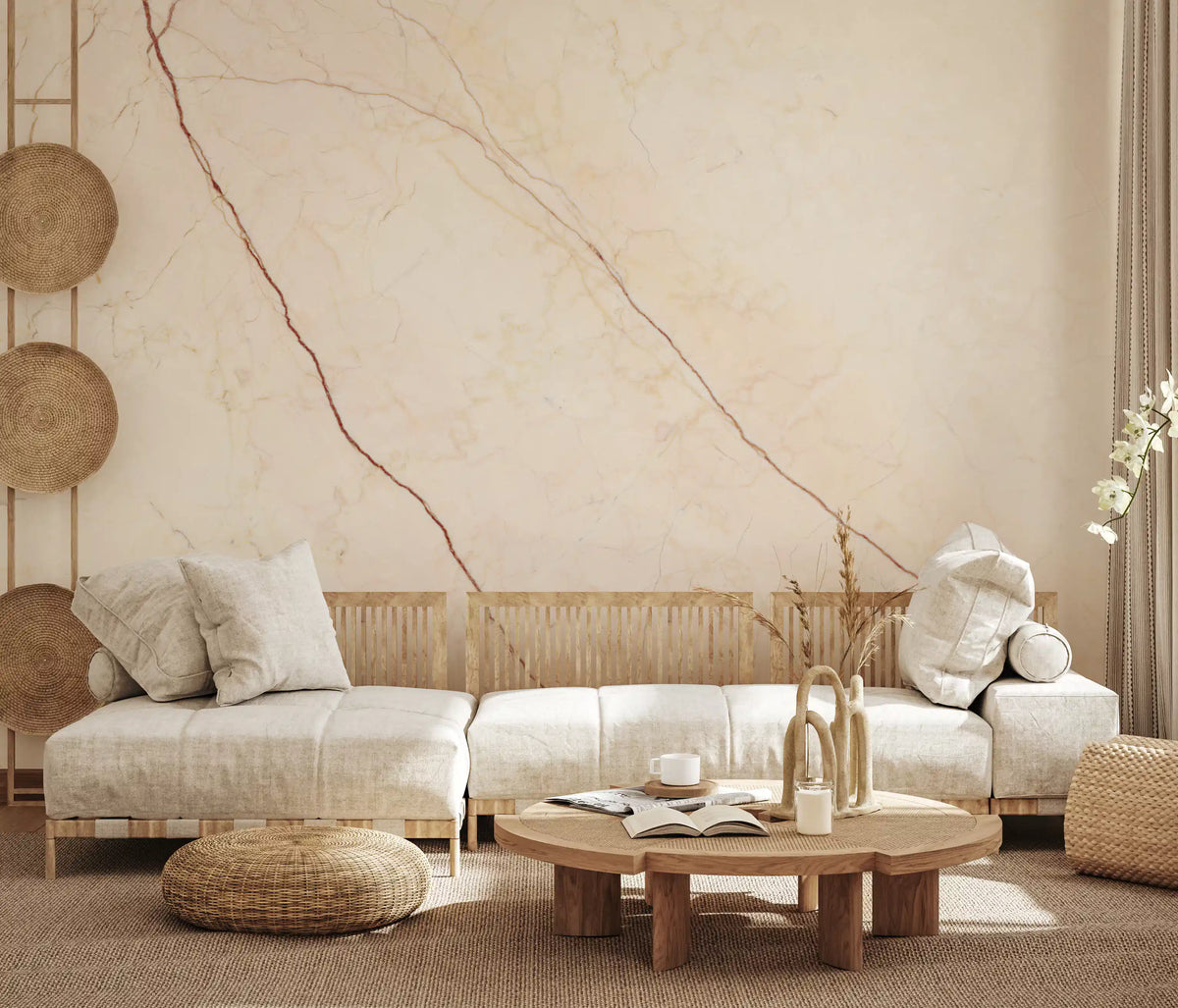 Cream Stone Veined Marble Wall Mural