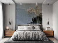 Mist Over Distant Birch Trees Wall Mural