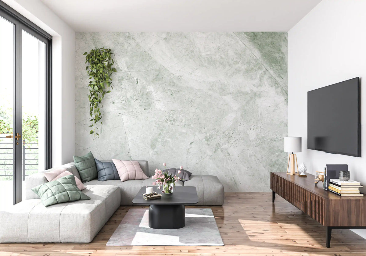 Sage Green Marble Vein Wall Mural