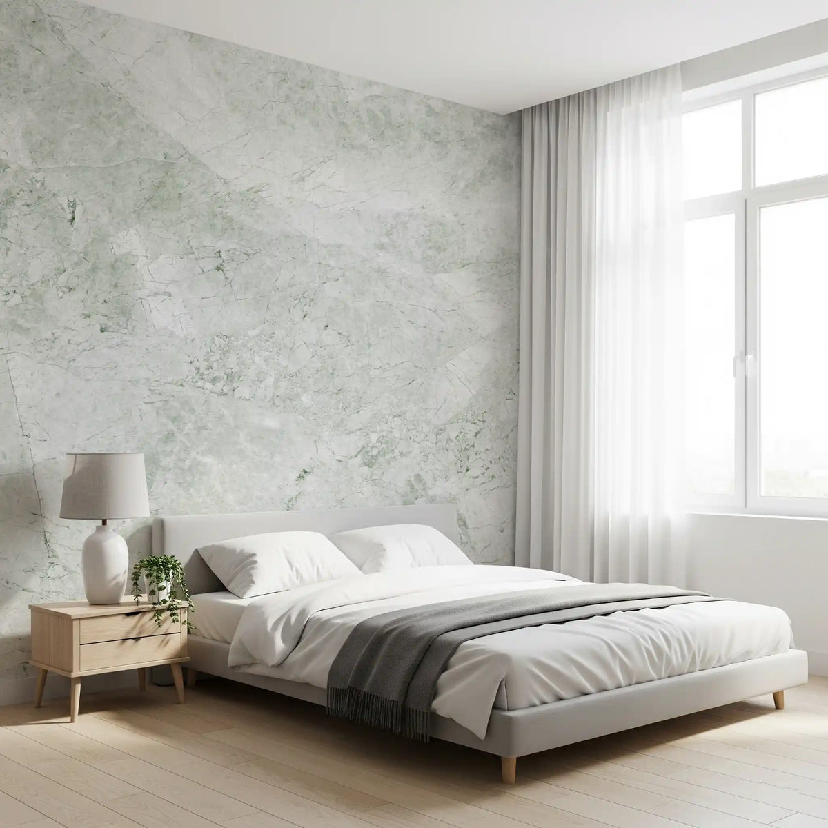 Sage Green Marble Vein Wall Mural