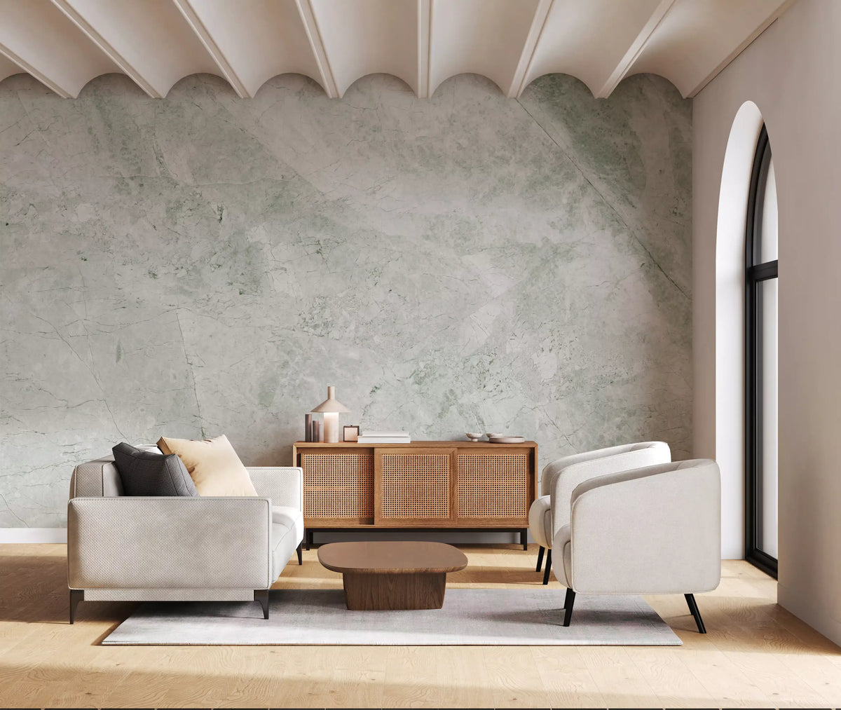 Sage Green Marble Vein Wall Mural
