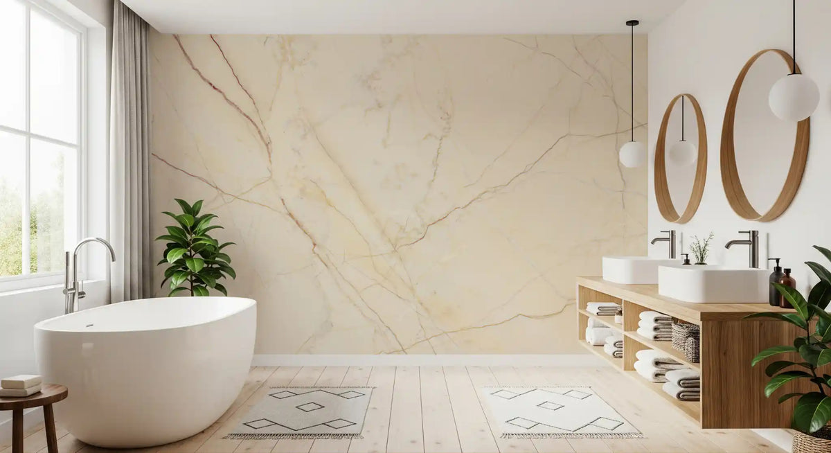 Creamy Veined Marble Surface Wall Mural