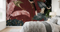 Deep Crimson Jungle Life Wall Mural
