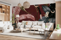 Deep Crimson Jungle Life Wall Mural