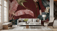 Deep Crimson Jungle Life Wall Mural
