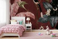 Deep Crimson Jungle Life Wall Mural