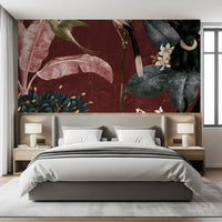 Deep Crimson Jungle Life Wall Mural