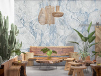 Ethereal Blue Veined Marble Texture Wall Mural