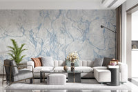 Ethereal Blue Veined Marble Texture Wall Mural
