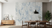 Ethereal Blue Veined Marble Texture Wall Mural