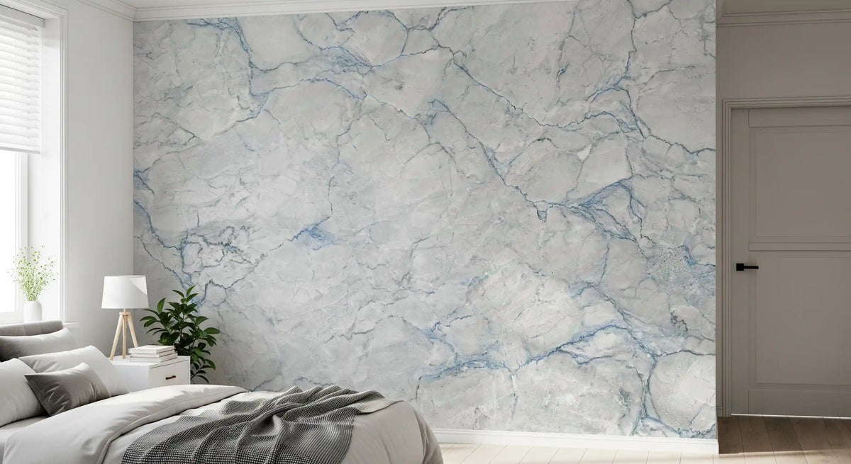 Cool Grey Blue Marble Vein Wall Mural