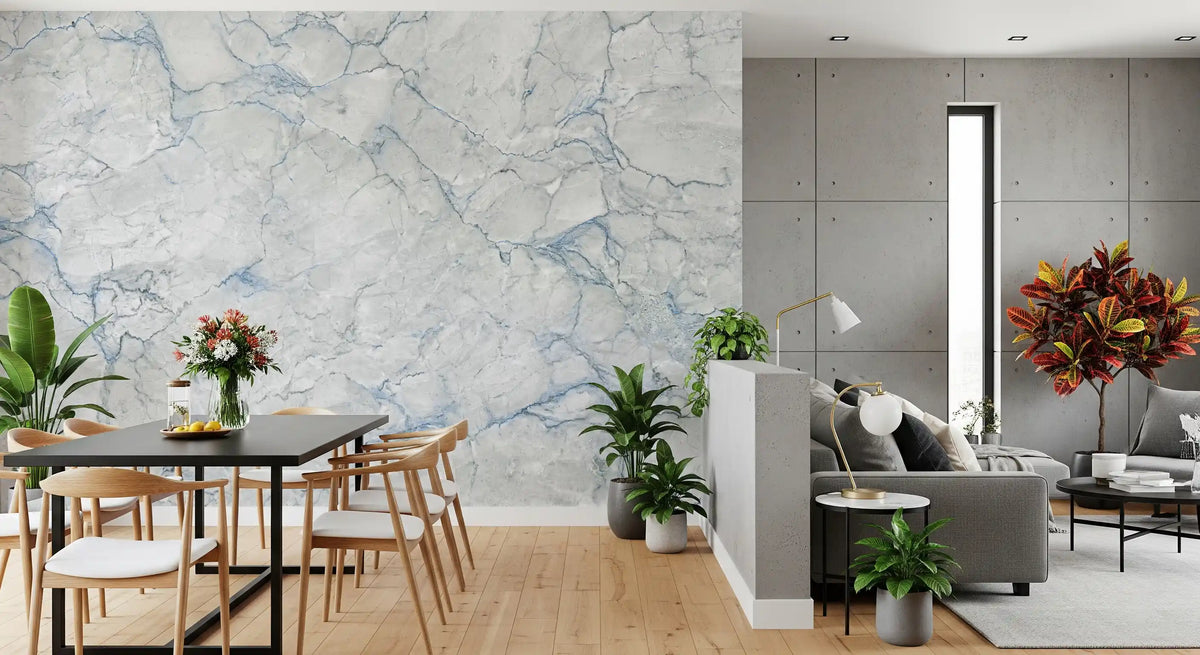 Cool Grey Blue Marble Vein Wall Mural