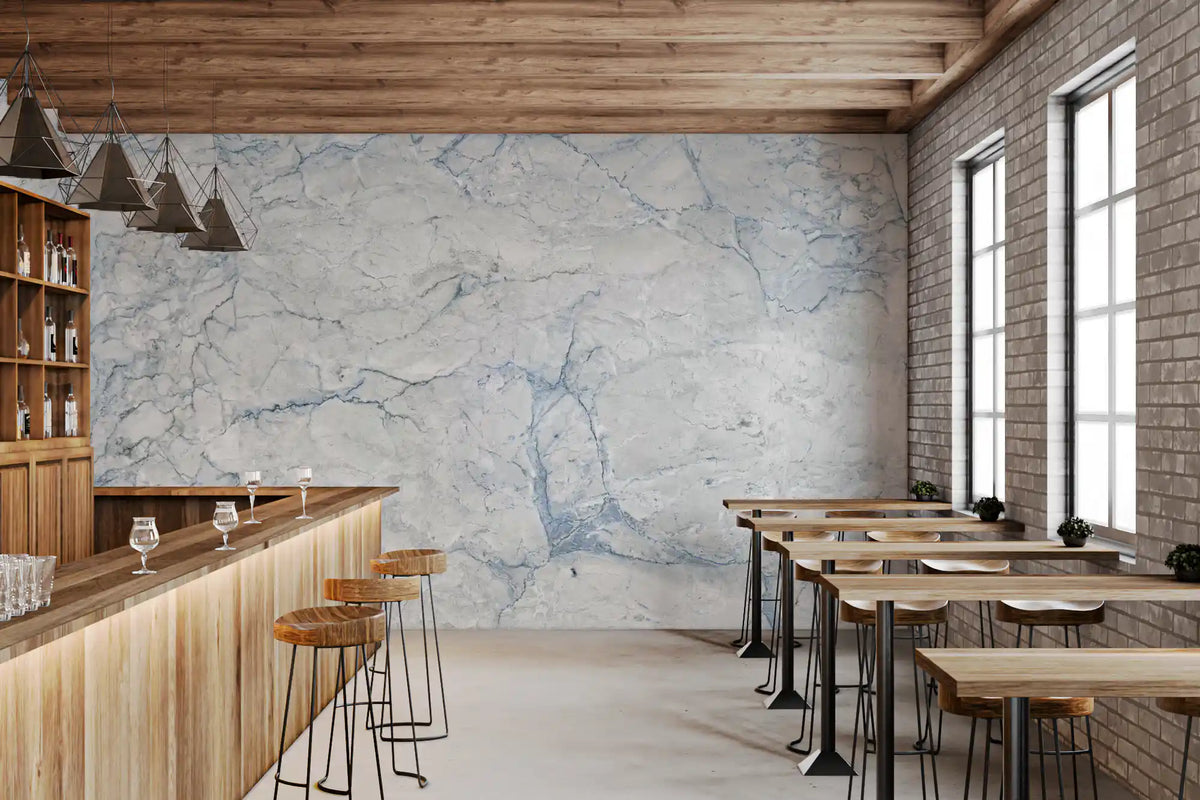 Cool Blue Marble Slab Texture Wall Mural