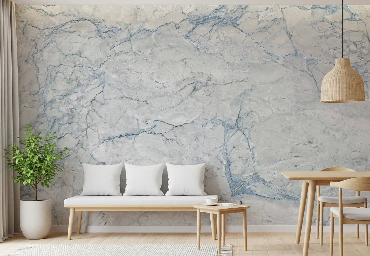 Cool Blue Marble Slab Texture Wall Mural
