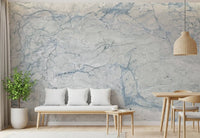 Cool Blue Marble Slab Texture Wall Mural