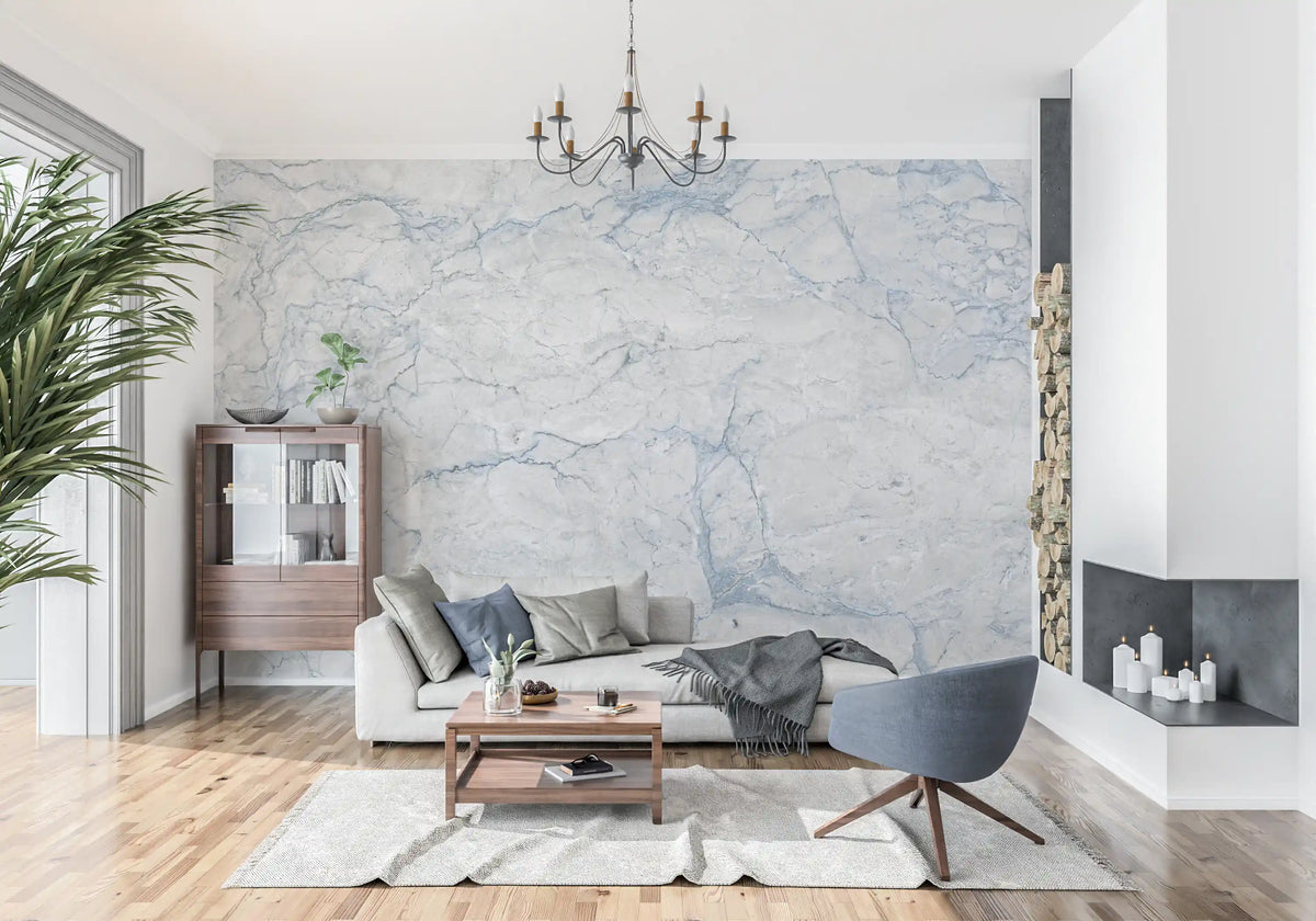Cool Blue Marble Slab Texture Wall Mural