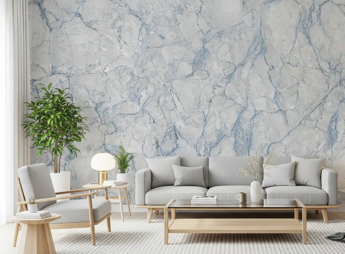 Ethereal Blue Veined Marble Wall Mural